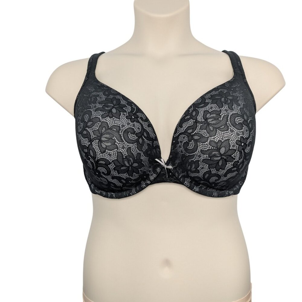 CACIQUE Boost Plunge Bra Size 42DDD Black Lace